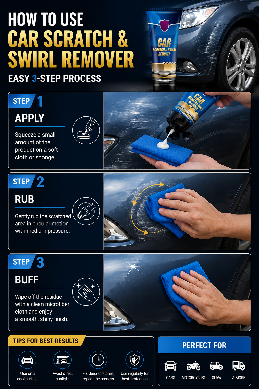 Car Scratch & Swirl Remover | Auto Paint Repair Polish for Removing Scratches & Marks