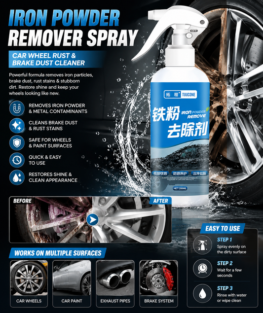 Iron Powder Remover Spray | Car Wheel Rust & Brake Dust Cleaner