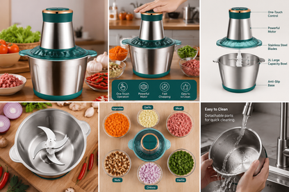 Food Chopper | Multi-Function Stainless Steel Food Blender & Vegetable Cutter (Chop, Blend & Prep in Seconds)