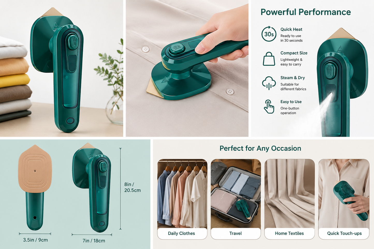 Portable Mini Steam Iron | 2-in-1 Handheld Wrinkle Remover for Home & Travel