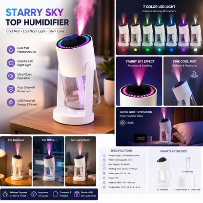Starry Sky Humidifier – Cool Mist Air Humidifier with LED Night Light