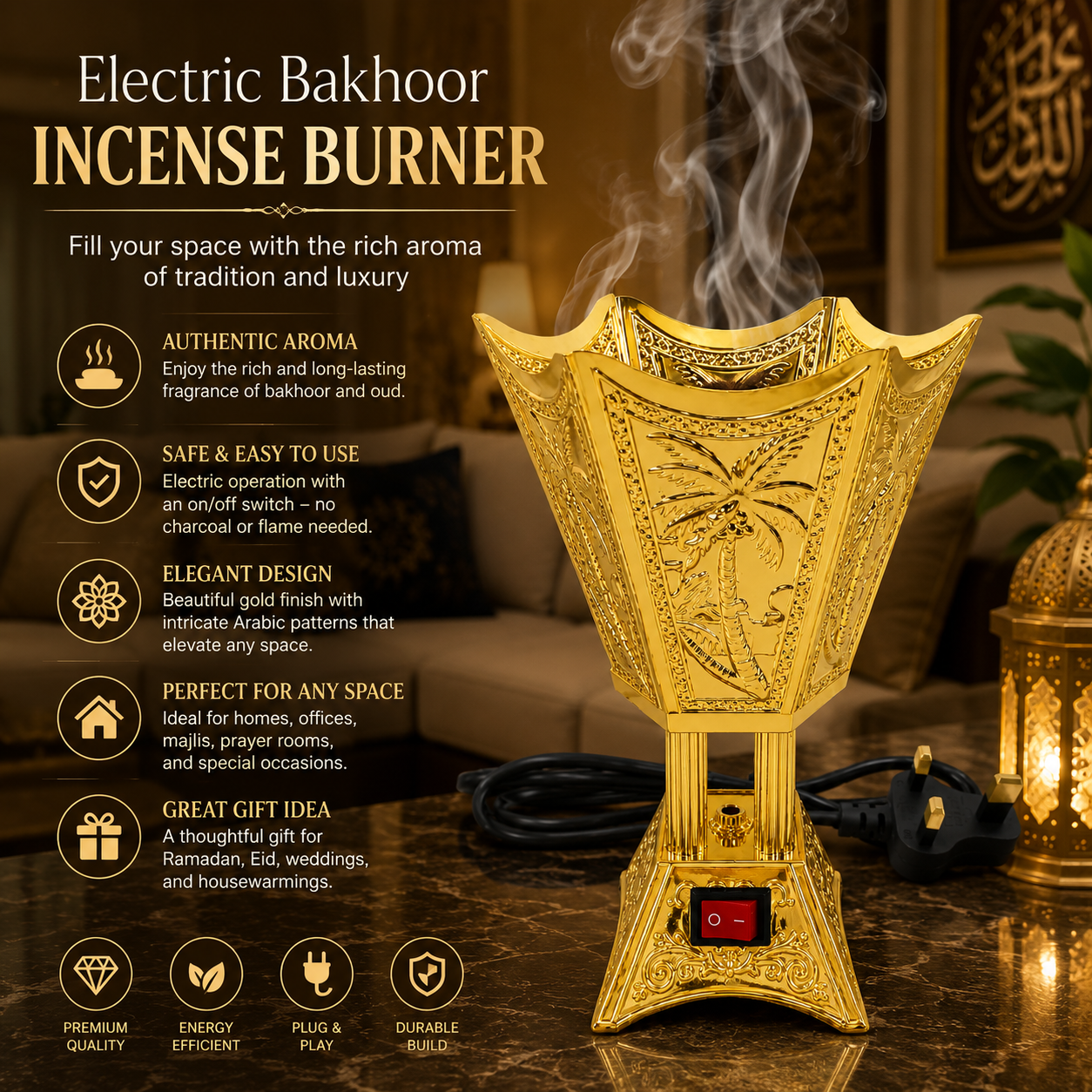 Electric Bakhoor Incense Burner – Home Fragrance Burner