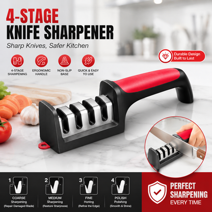 Kitchen Knife Sharpener – 4-Stage Sharpener with Handle