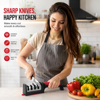 Kitchen Knife Sharpener – 4-Stage Sharpener with Handle
