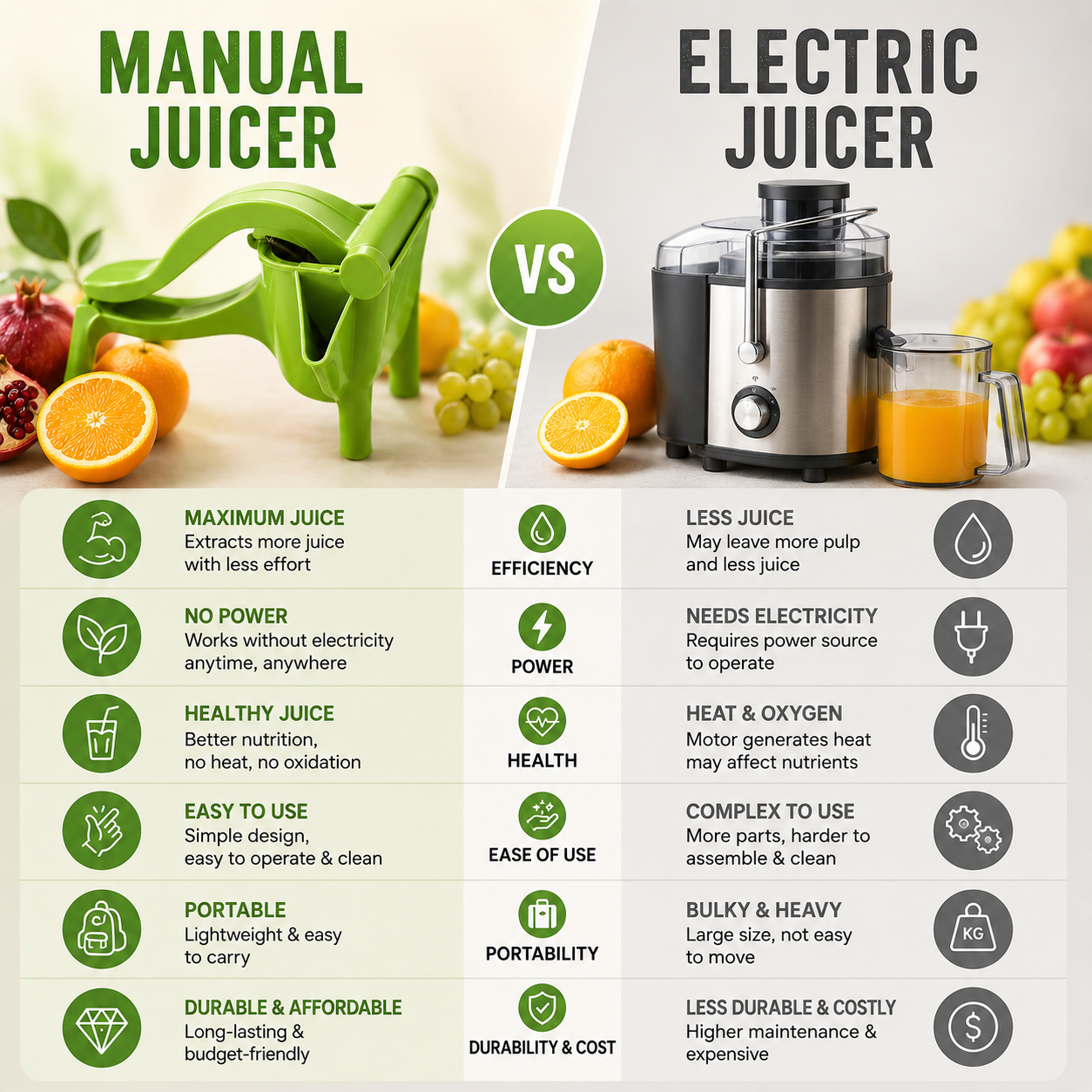 Manual Fruit Juicer – Hand Press Pomegranate, Orange & Lemon Juice Extractor