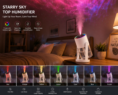 Starry Sky Humidifier – Cool Mist Air Humidifier with LED Night Light