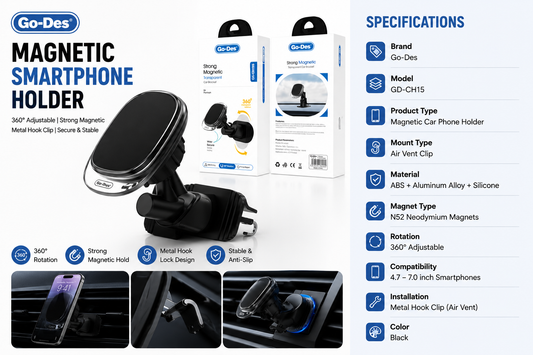 Magnetic Smartphone Holder – 360° Air Vent Car Phone Mount