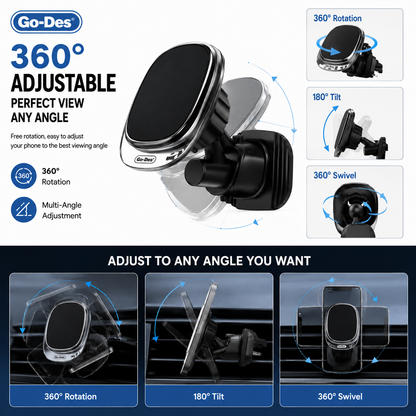 Magnetic Smartphone Holder – 360° Air Vent Car Phone Mount