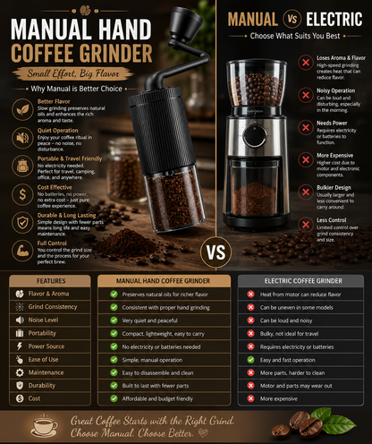 Manual Hand Coffee Grinder – Perfect for Home, Office & Travel