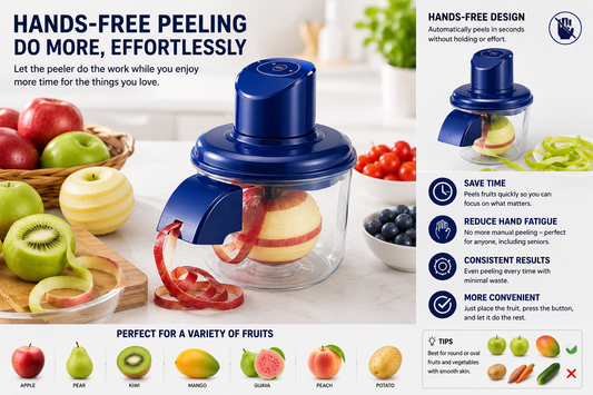 Rechargeable Electric Fruit & Vegetable Peeler – One Touch Automatic Peeling Tool