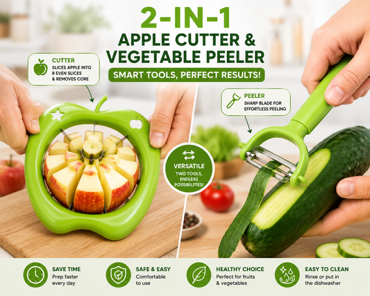 Apple cutter & Peeler – 2-in-1 Apple Slicer & Vegetable Peeler Set